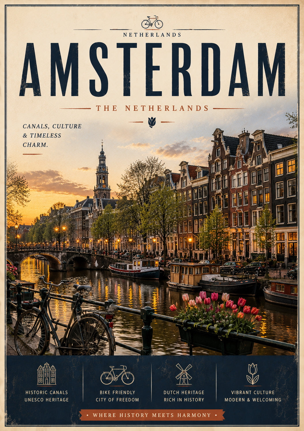 Amsterdam Travel Poster