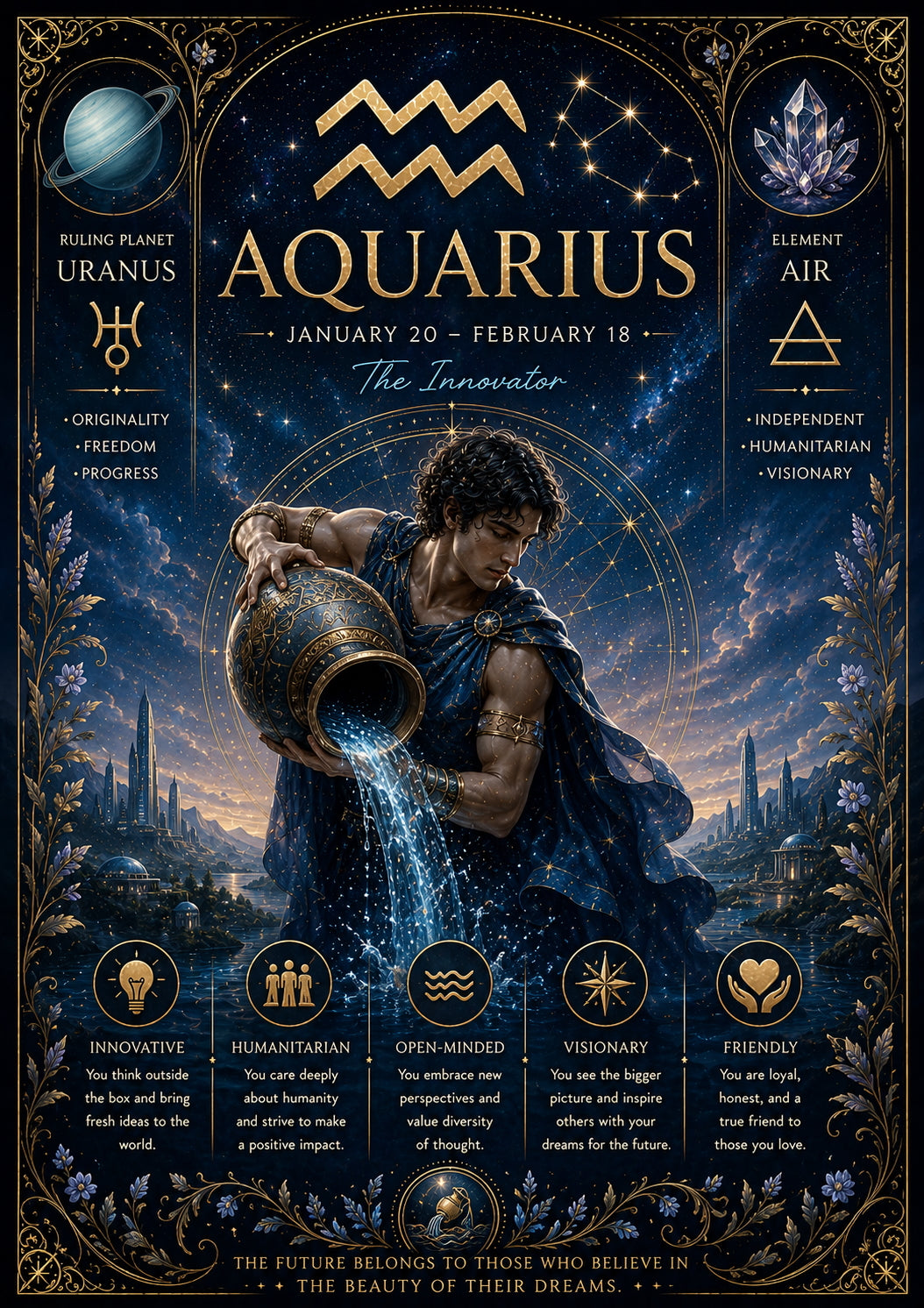 Aquarius Zodiac Poster
