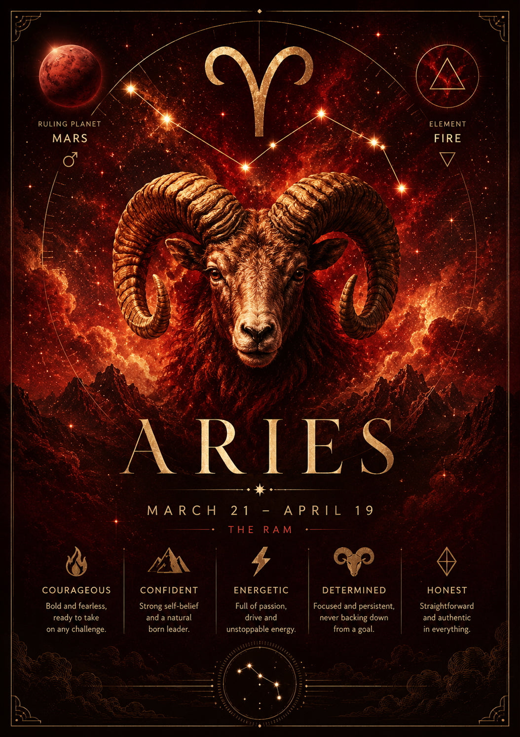 Aries Zodiac Poster