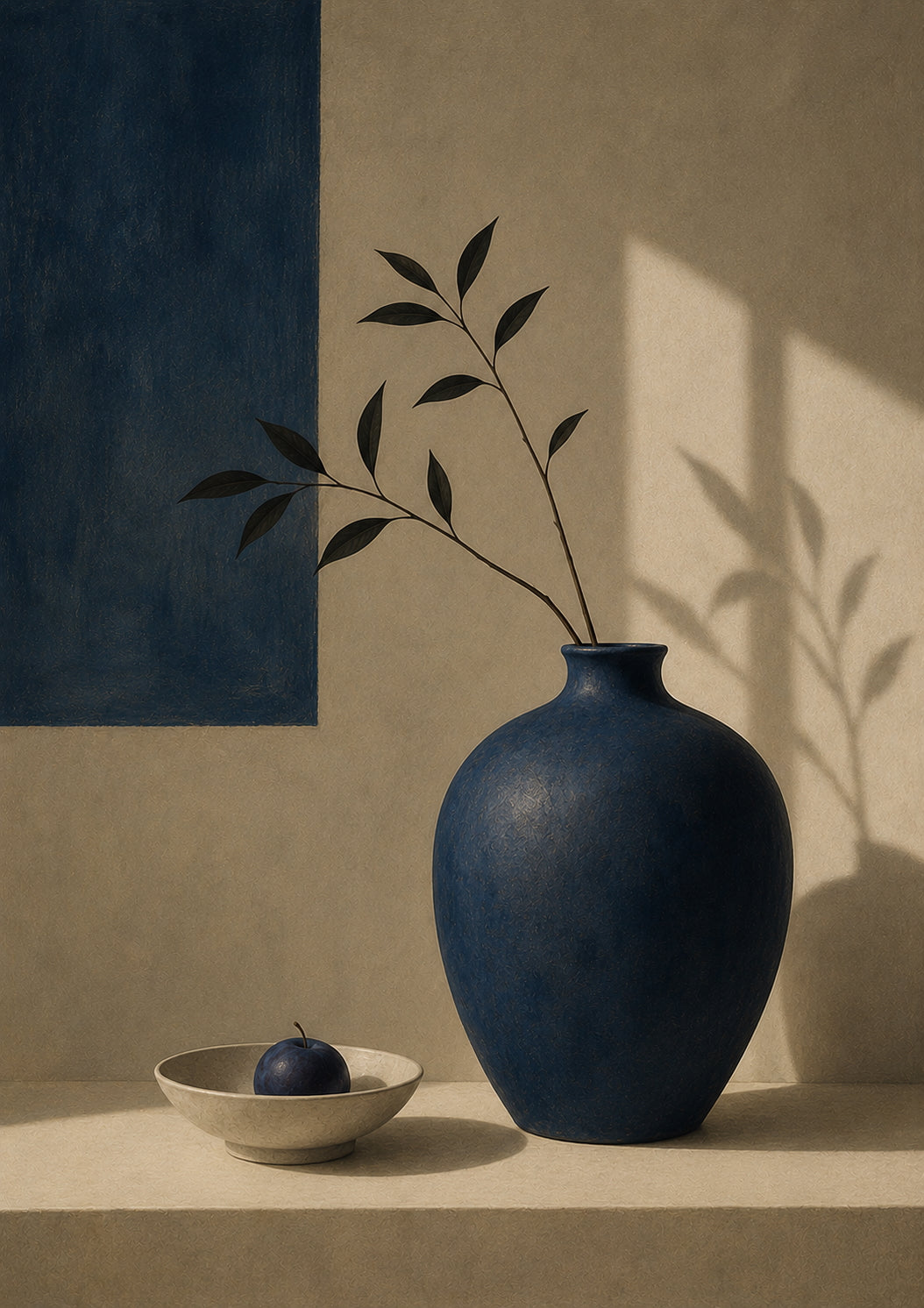 Blue Vase Still Life Poster