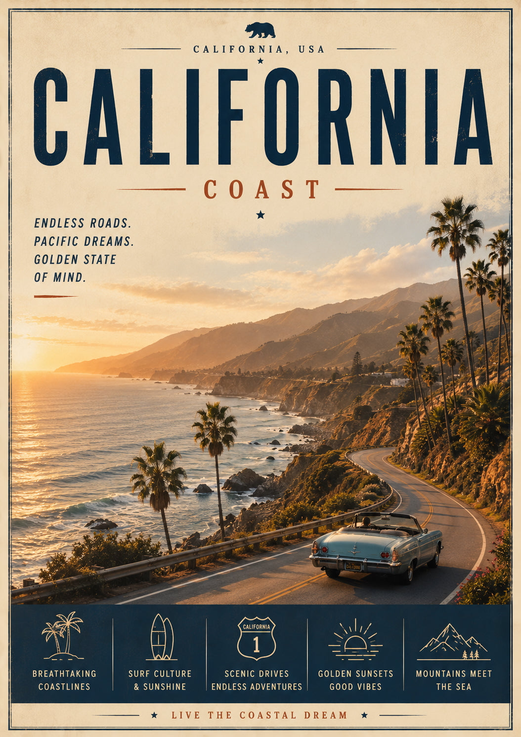California Coast Travel Poster
