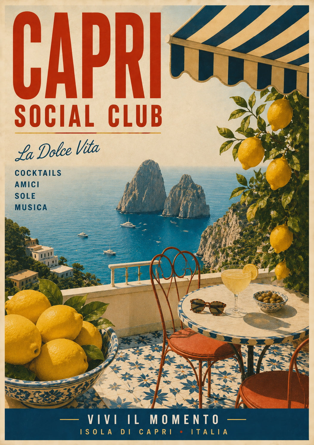 Capri Social Club Travel Poster