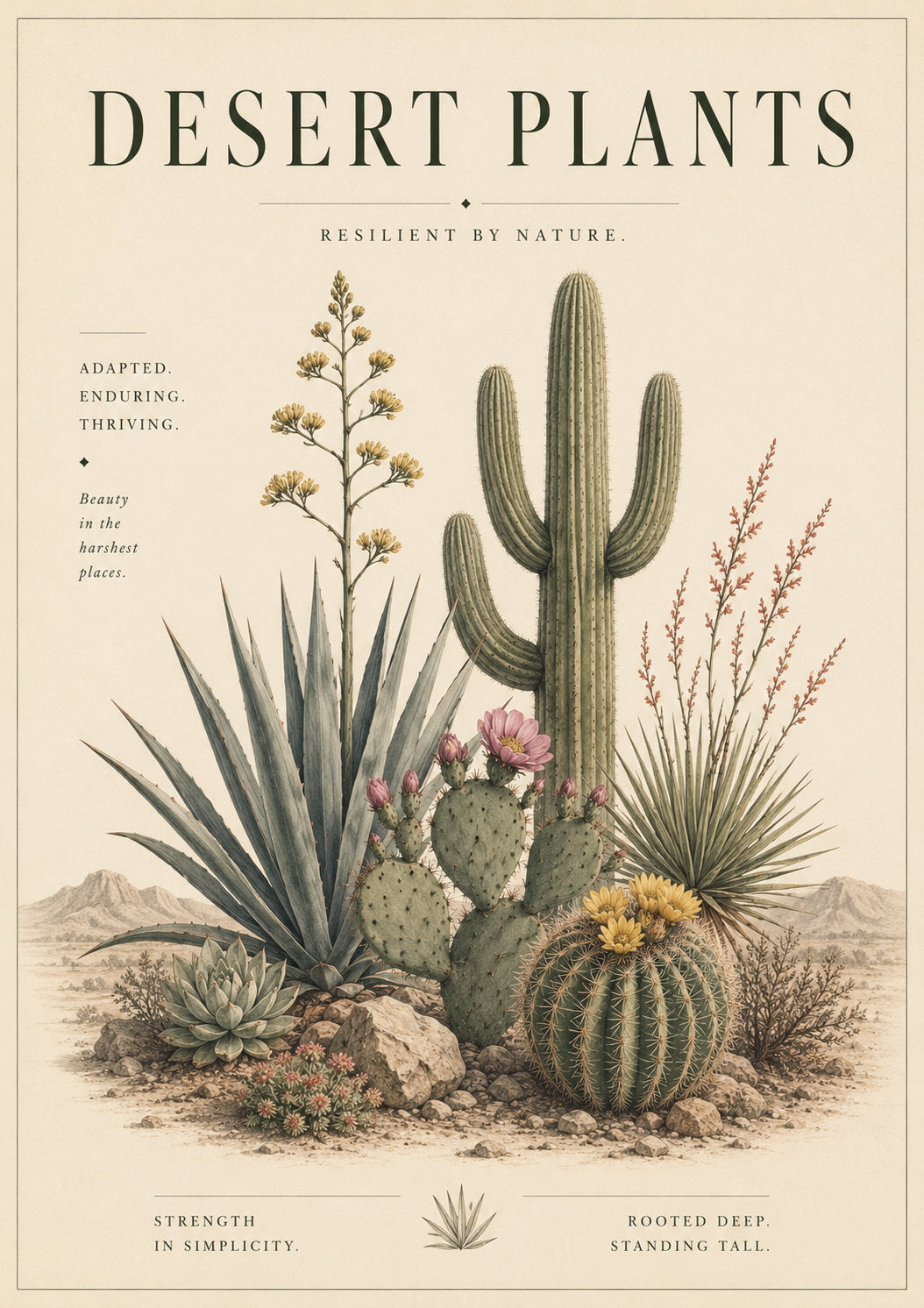 Desert Plants Botanical Poster