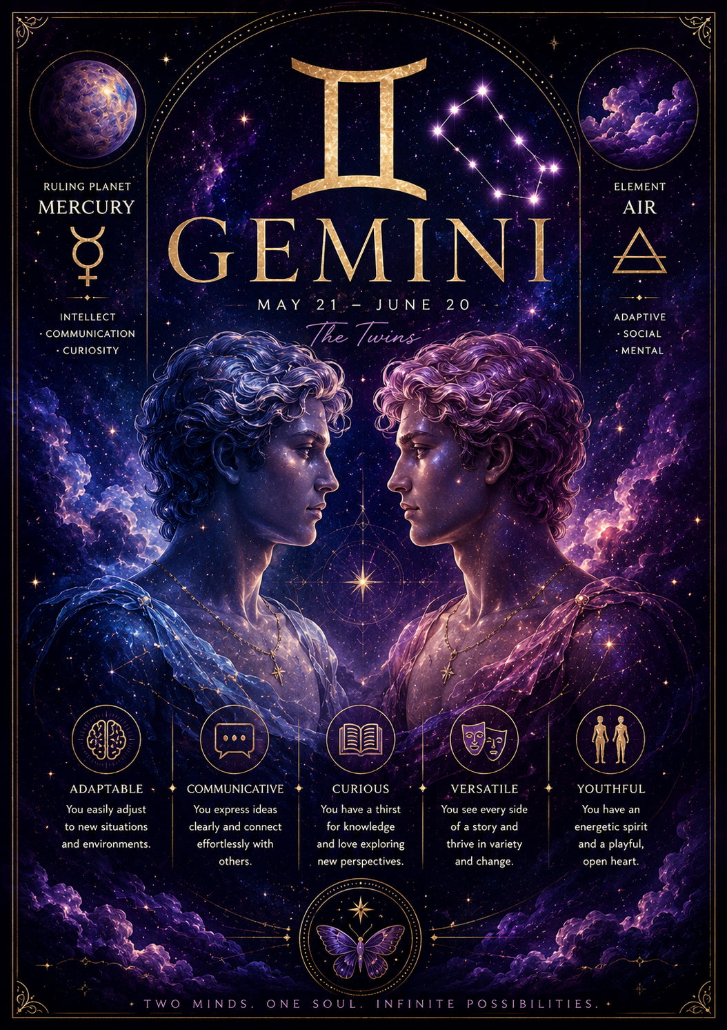 Gemini Zodiac Poster
