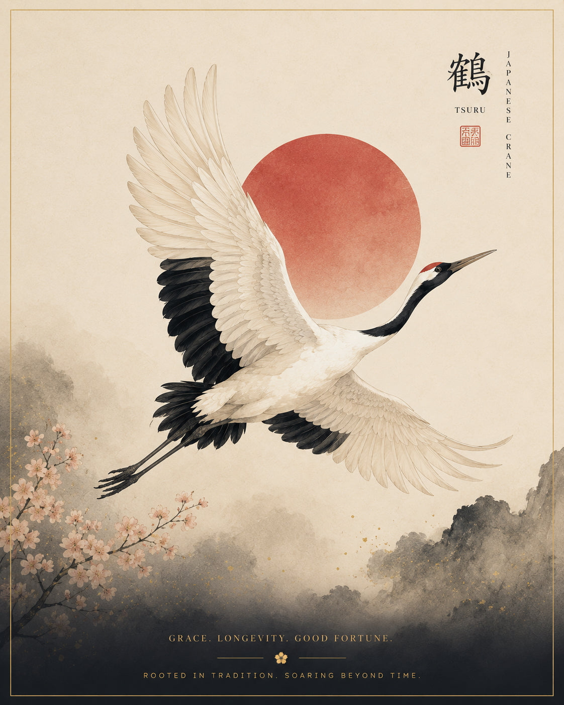 Japanese Crane Poster