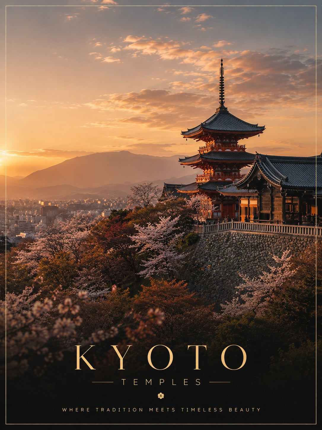 Kyoto Temples Travel Poster