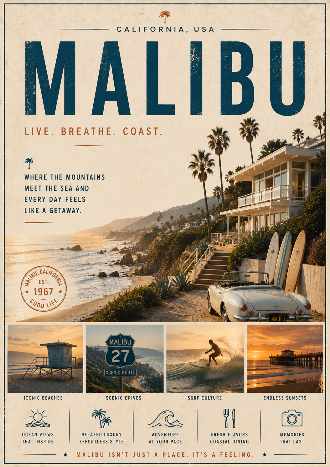 Malibu Travel Poster