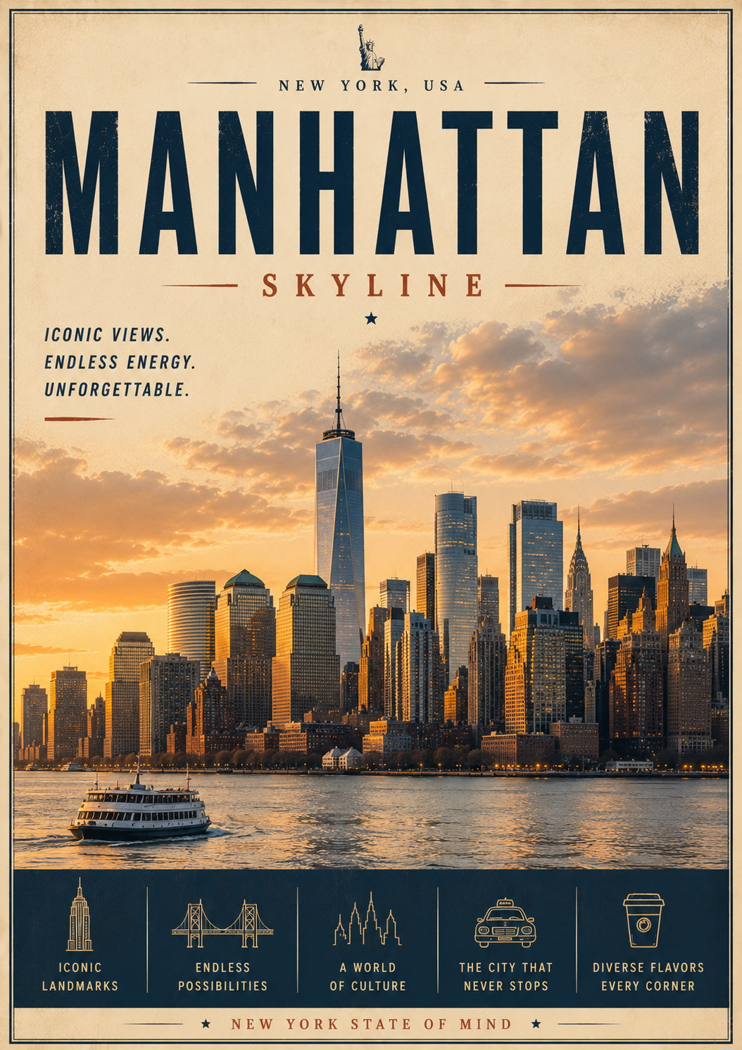 Manhattan Skyline Travel Poster