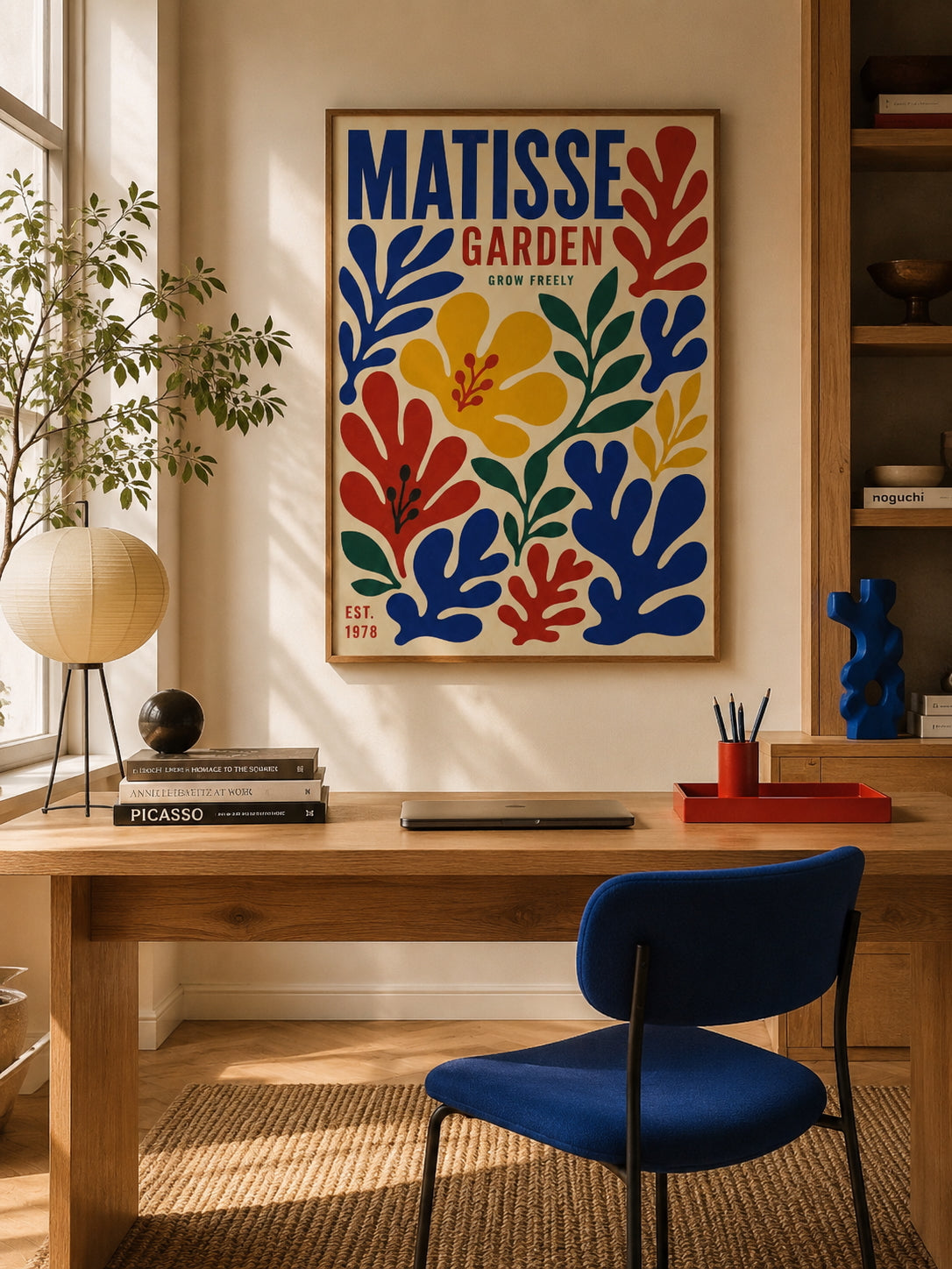 Matisse Garden Poster displayed in a modern contemporary home office