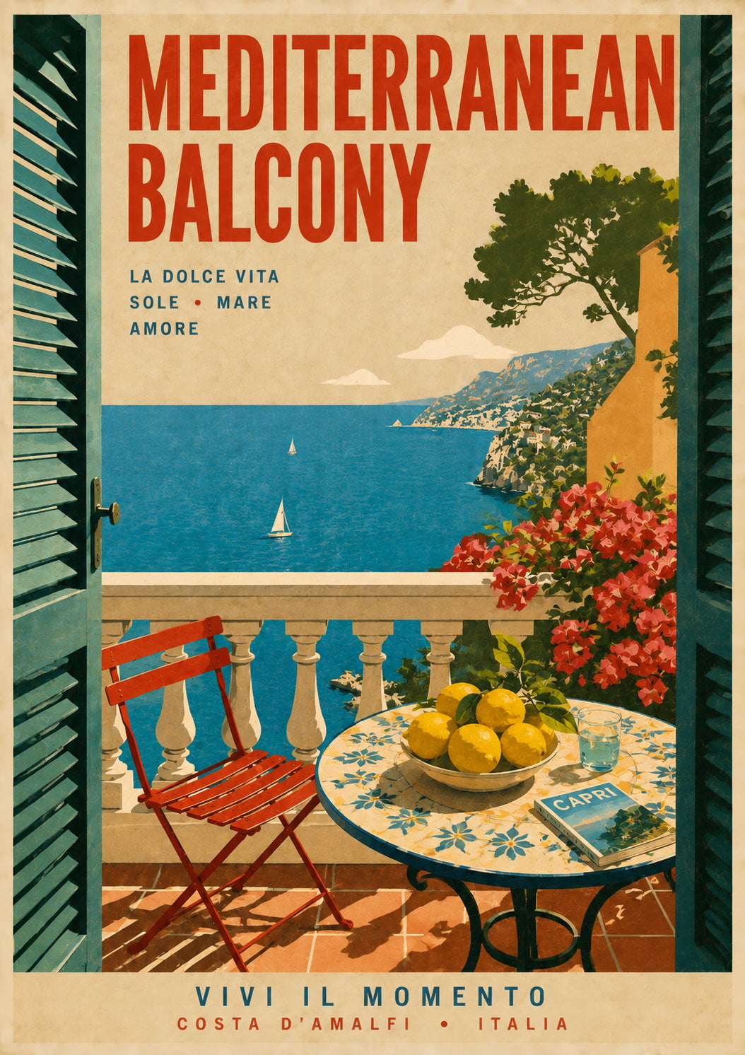 Mediterranean Balcony Travel Poster