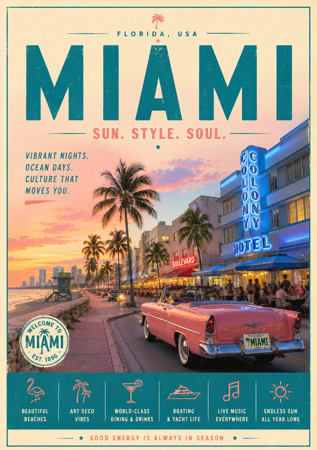 Miami Travel Poster