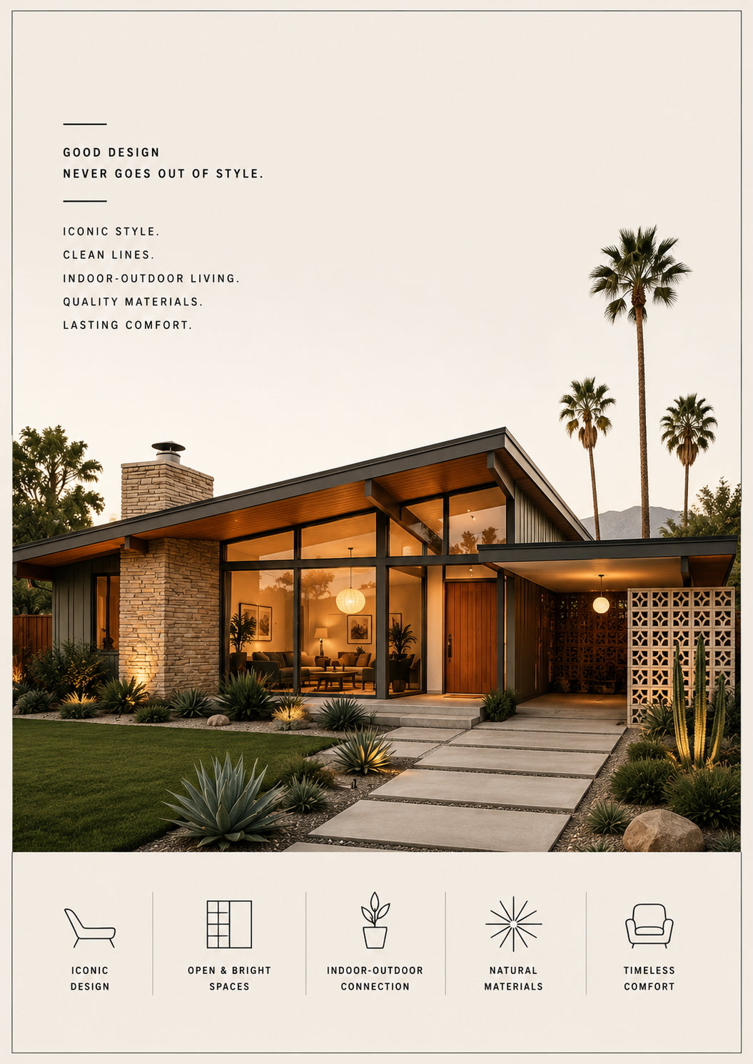 Mid-Century House Architecture Poster