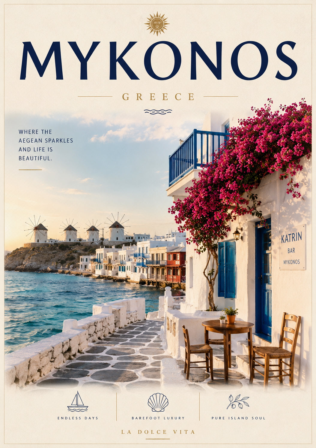 Mykonos Travel Poster
