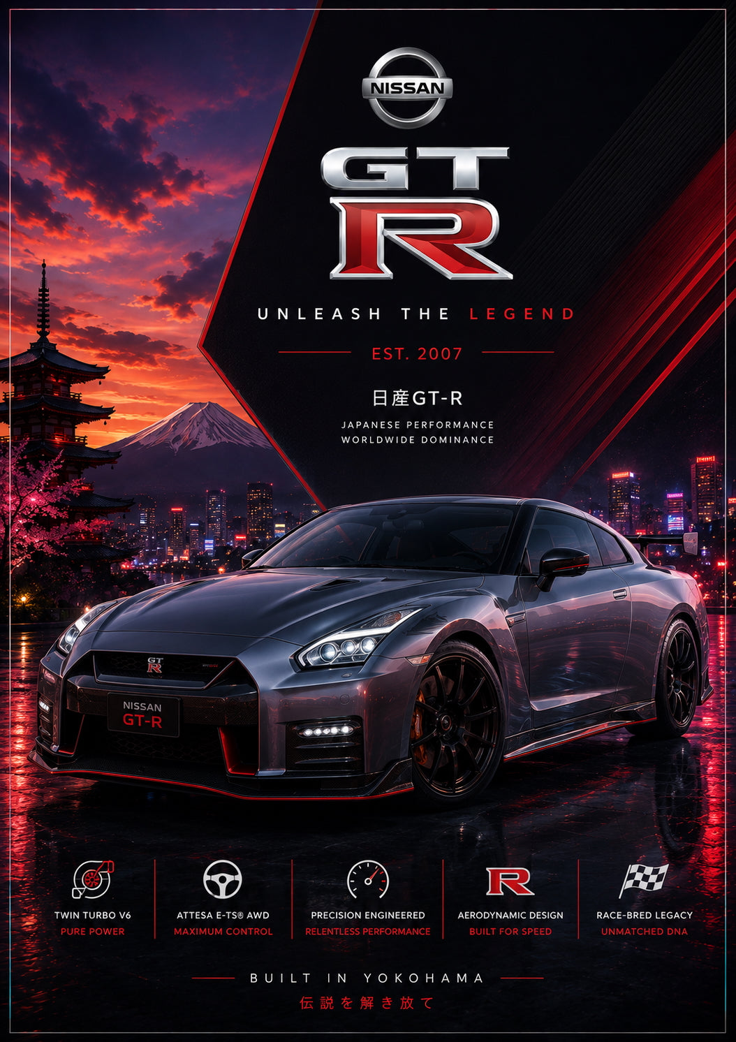 Nissan GT-R Car Poster