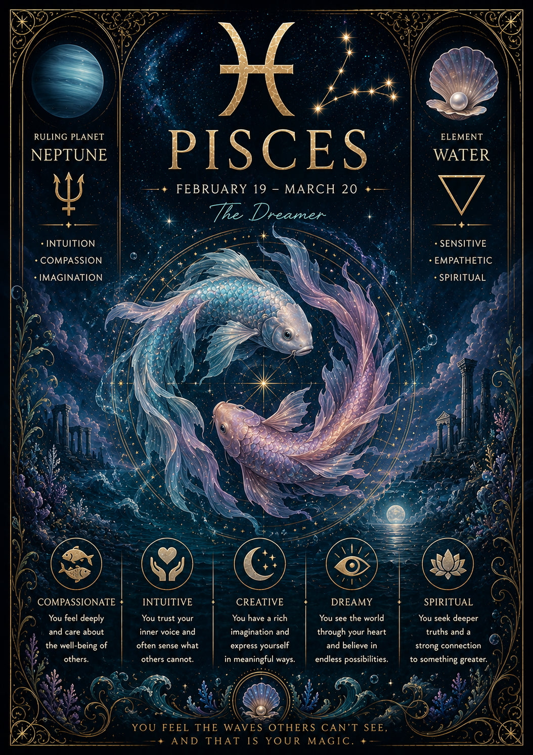 Pisces Zodiac Poster