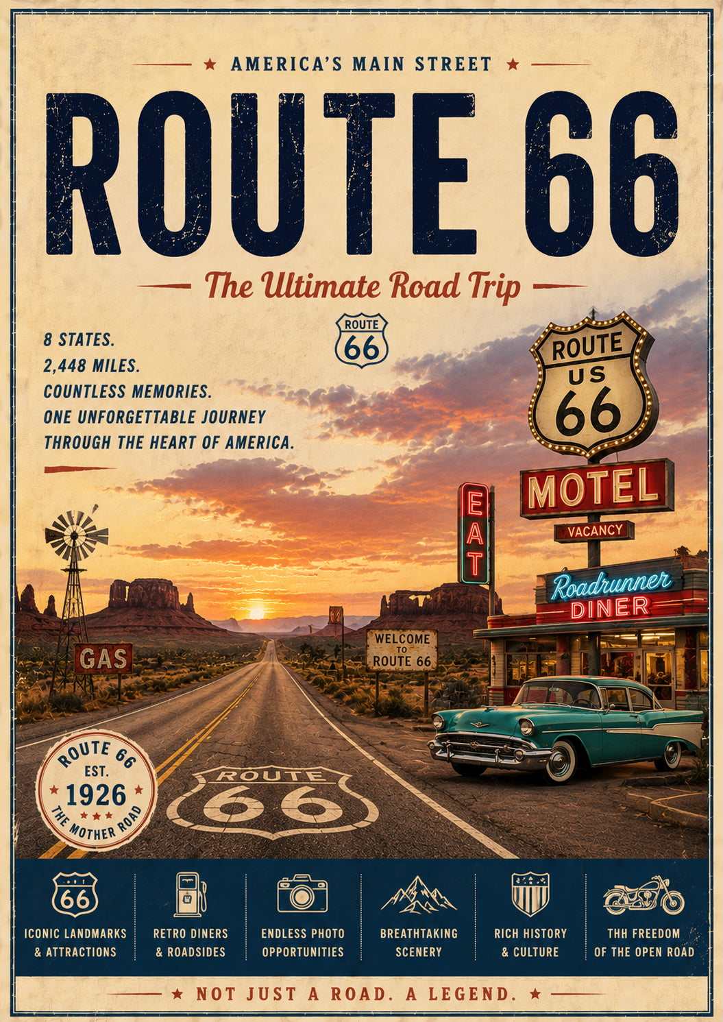 Route 66 Travel Poster