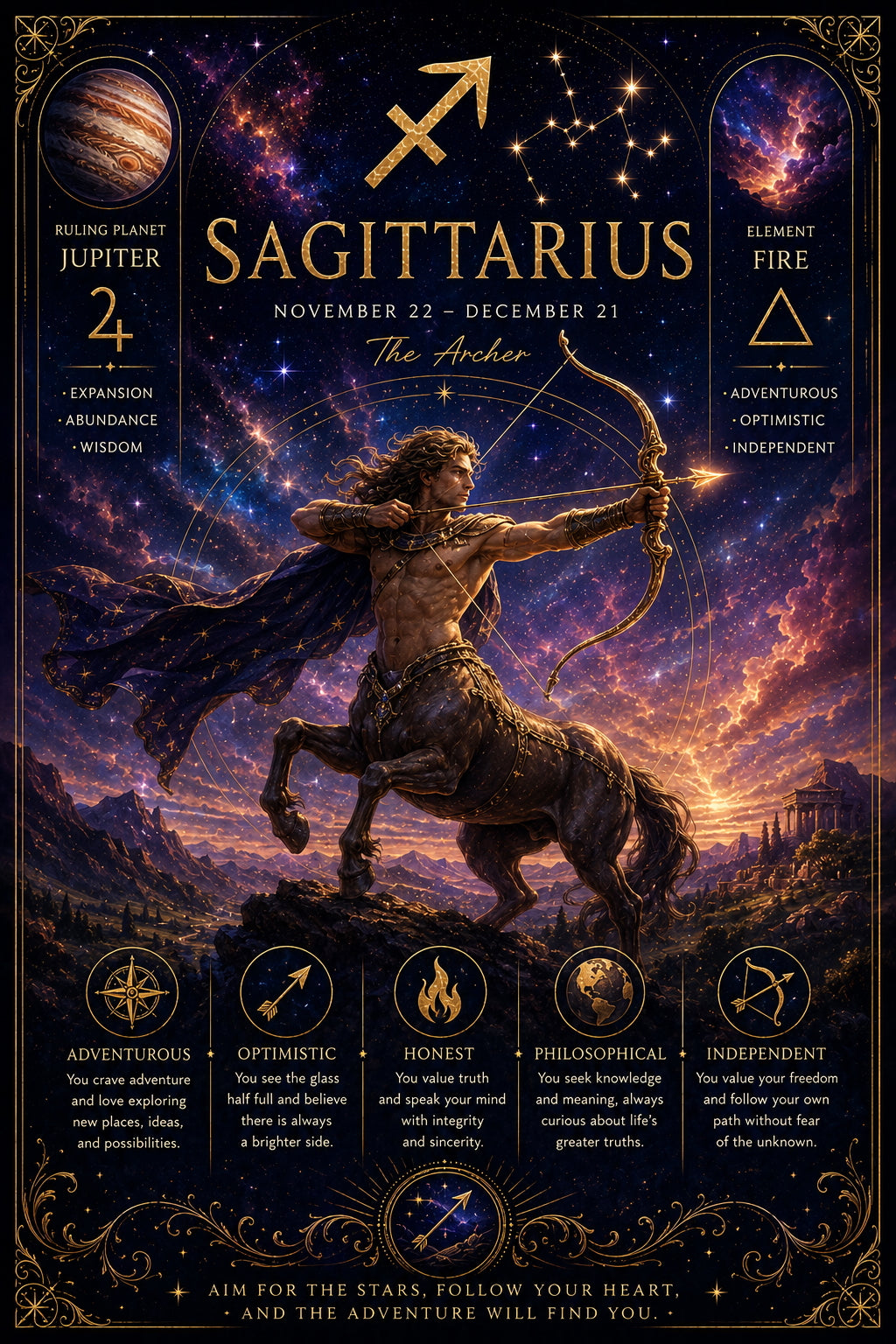 Sagittarius Zodiac Poster