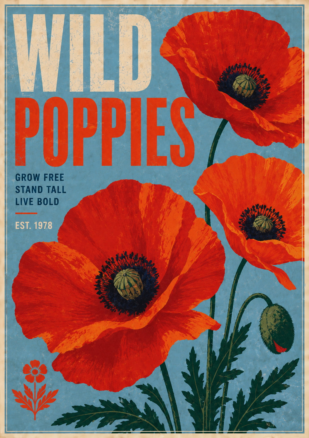 Wild Poppies Botanical Poster