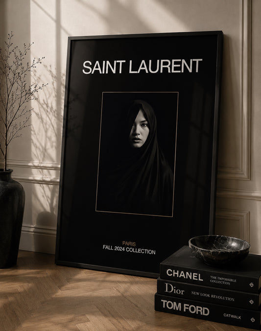 YSL No. 5 Fashion Poster in a modern living room interior